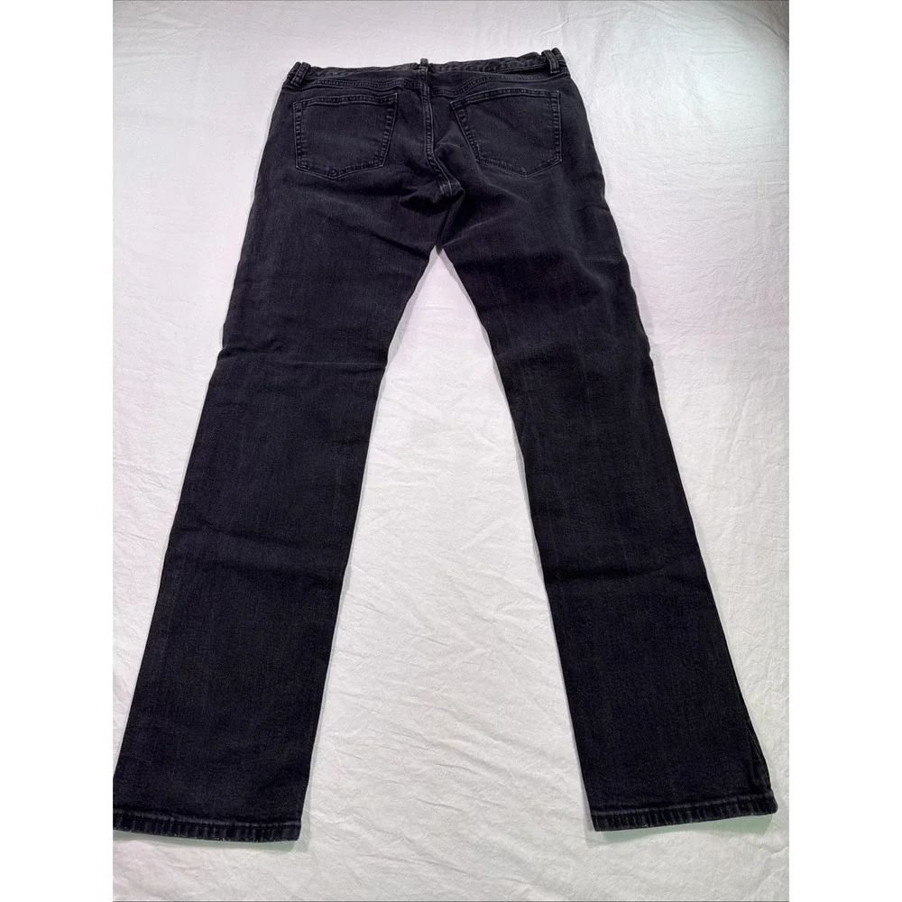 Uniqlo Jeans  SLIM STRAIGHT Leg Mens XXXX  BLACK Y2K Style FACTORY DISTRESSED